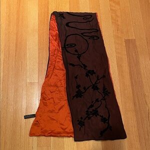 ZazouLuxe Orange and Black Floral Scarf